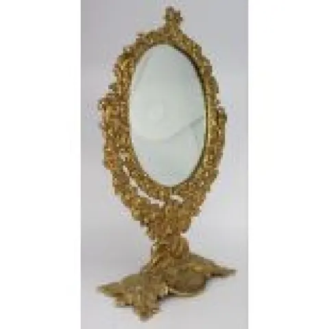 Ornate Vintage Brass Cherub Vanity Table Mirror