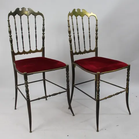 Pair of Italian Brass Chiavari Chairs