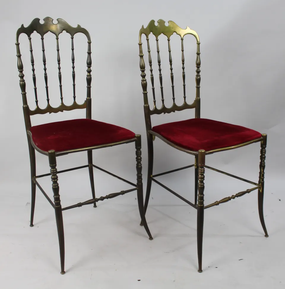 Pair of Italian Brass Chiavari Chairs