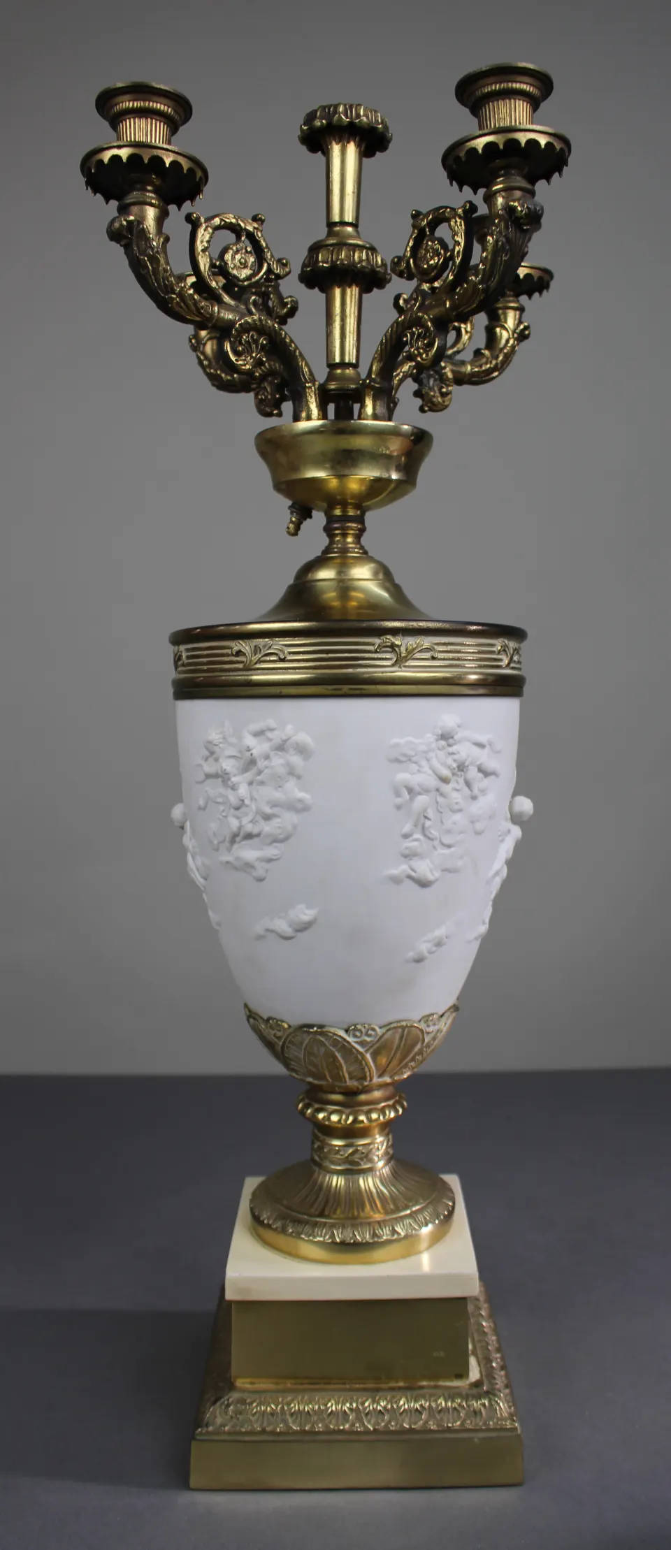 Late 19th Century Continental Bisque Porcelain & Ormolu Candelabrum