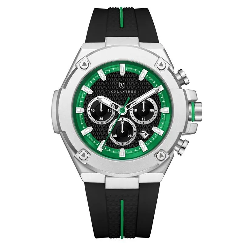 MENS VONLANTHEN CHRONOGRAPH V200 WATCH RUBBER STRAP