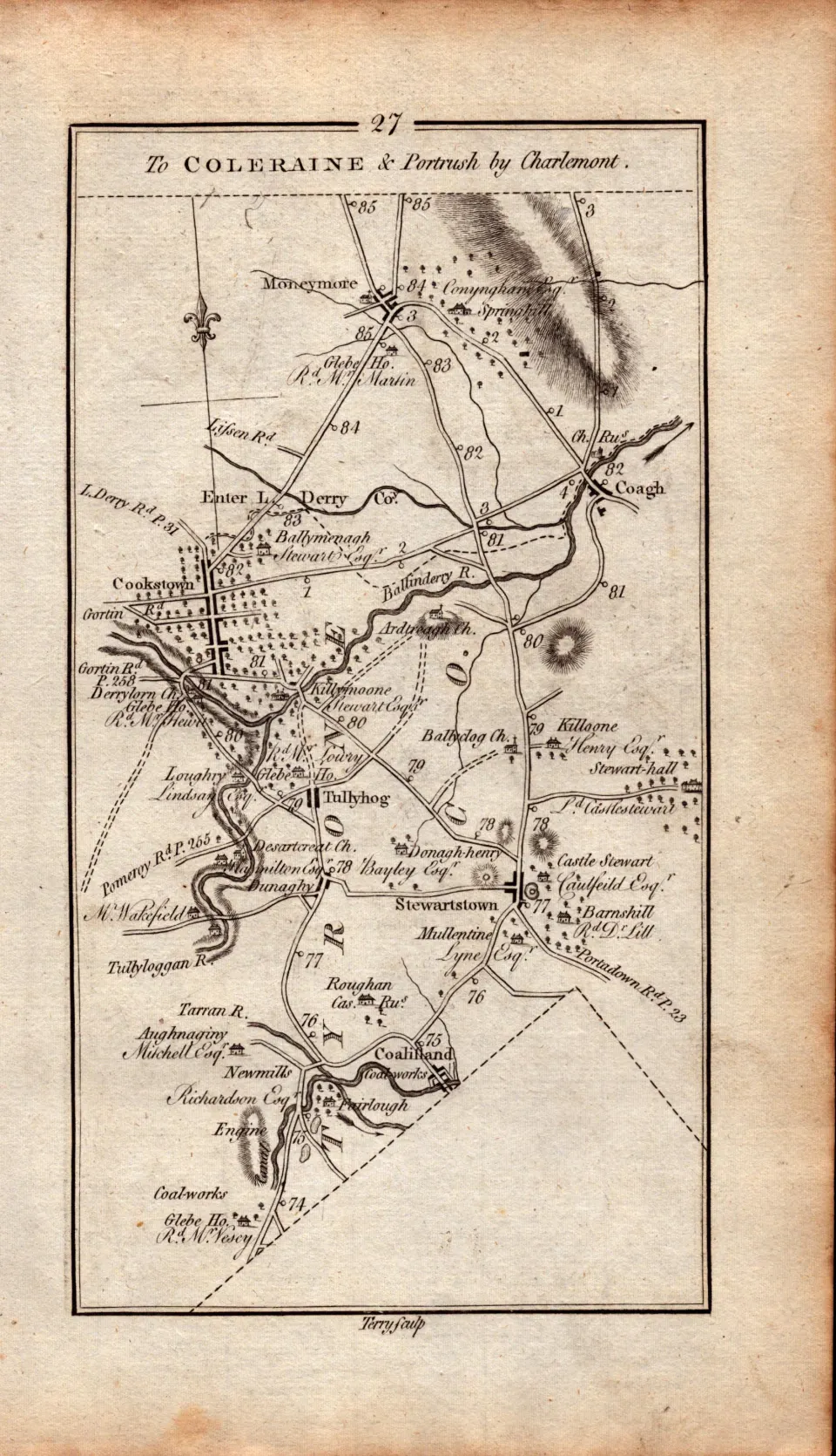 Ireland Rare Antique 1777 Map Ulster Derry Coleraine Portrush Magherafelt Etc.