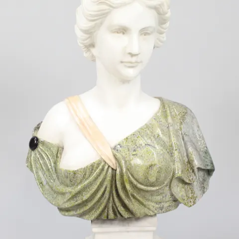 Carved Classical Marble Bust of Lady