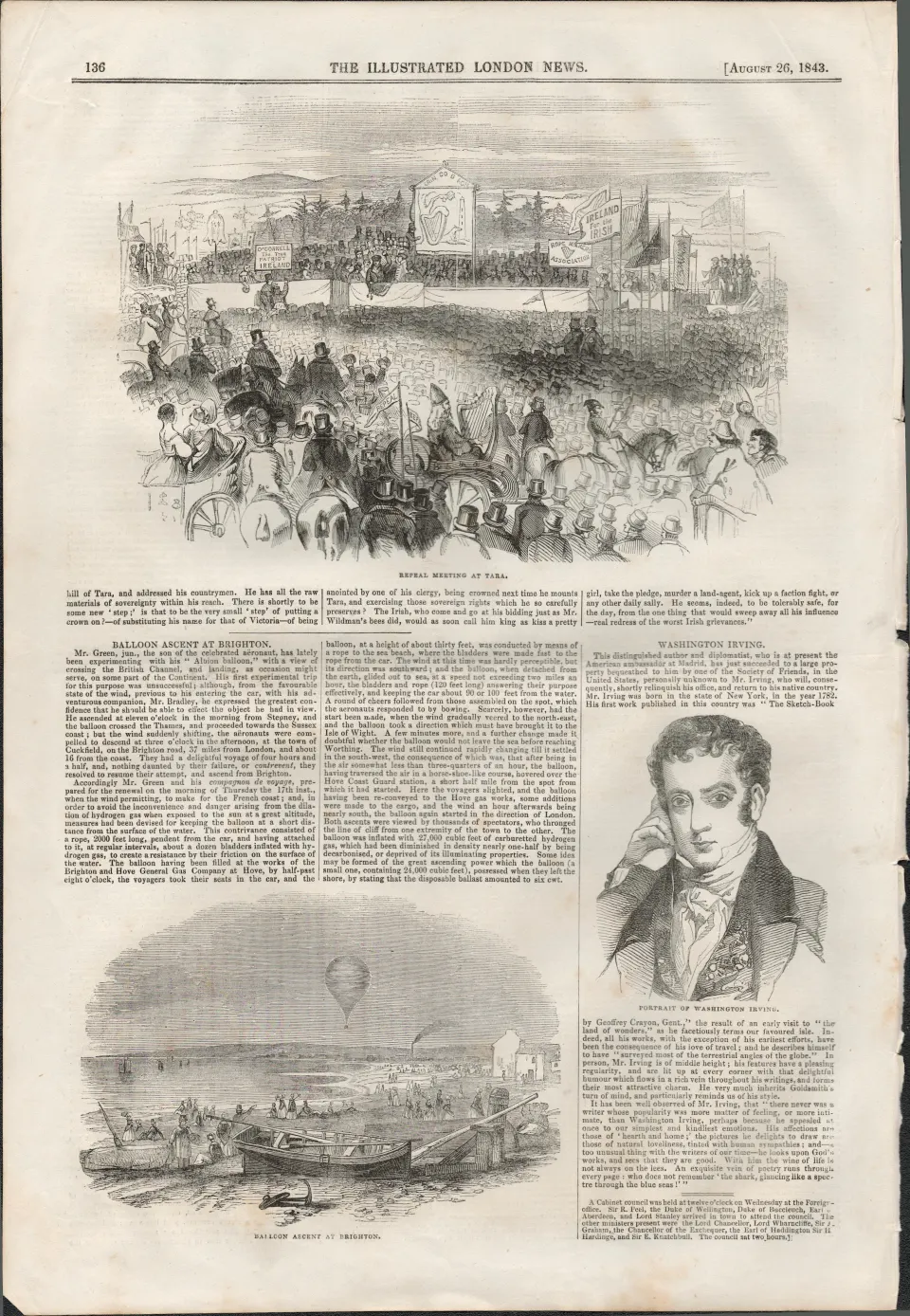 Daniel O'Connell  Meeting on Hill of Tara 1843 Antique Print