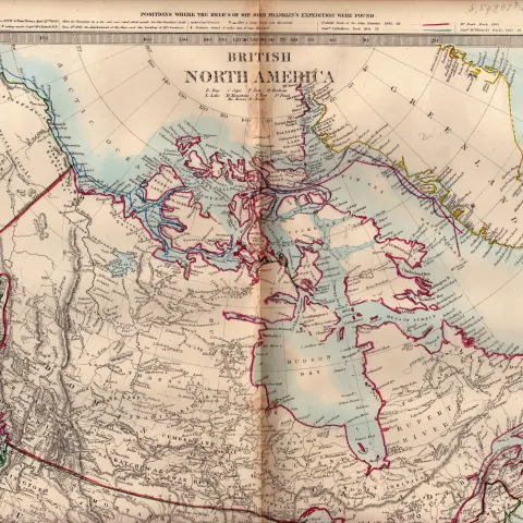 British North America Antique Coloured Detailed Victorian c1850 Map.