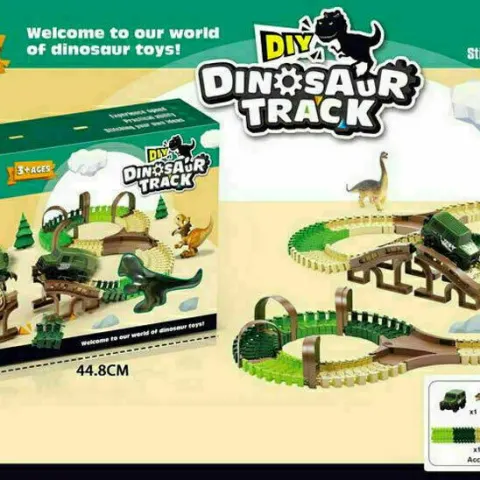 Dinosaur Railway Dino Track Racing Electric Car Toy DIY Flexible Playset
