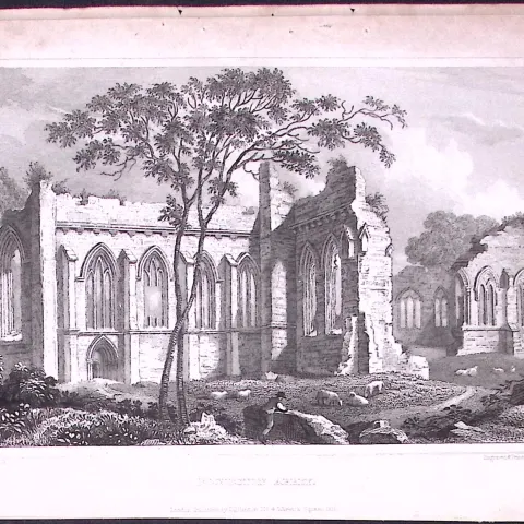 Eggleston Abbey Yorkshire 198 Years-Old Thomas Allen Antique Steel Engraving-2