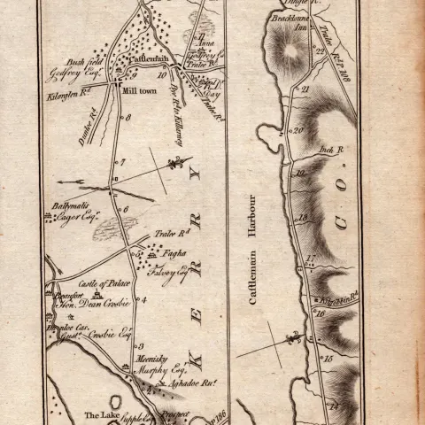 Ireland Rare Antique 1777 Map  Killarney Kerry Milltown Castlemaine Dingle.