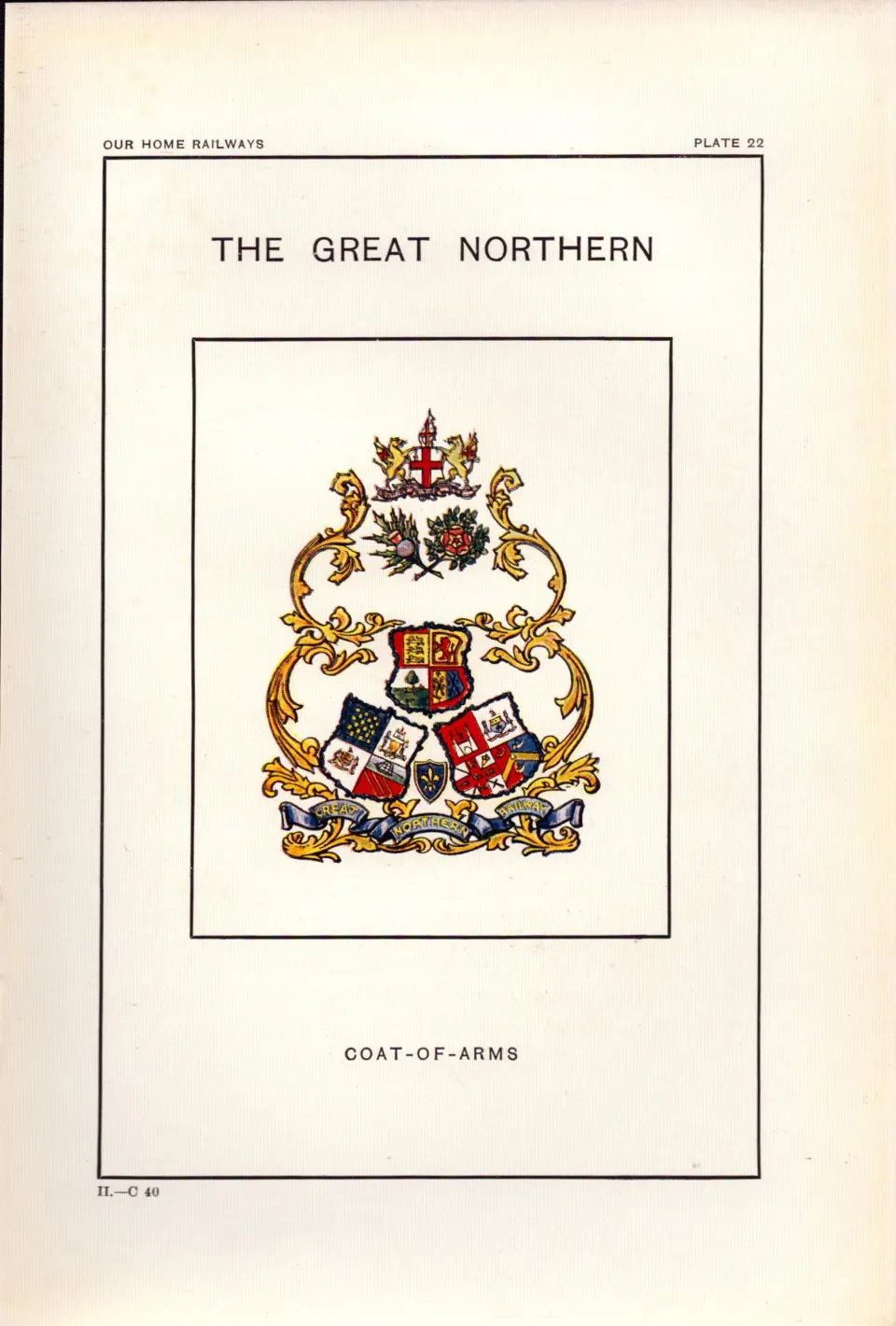 The Great Northern Railway Crest & Coat of Arms Antique Book Plate.