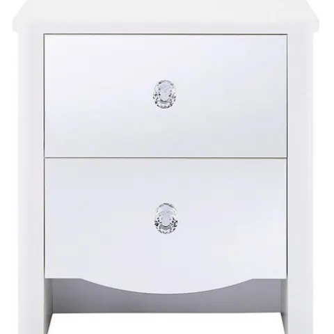 (116/7L) Lot RRP £138. 2x Amelia Children’s Mirrored Front  2 Drawer Bedside Table White RRP £69 Ea