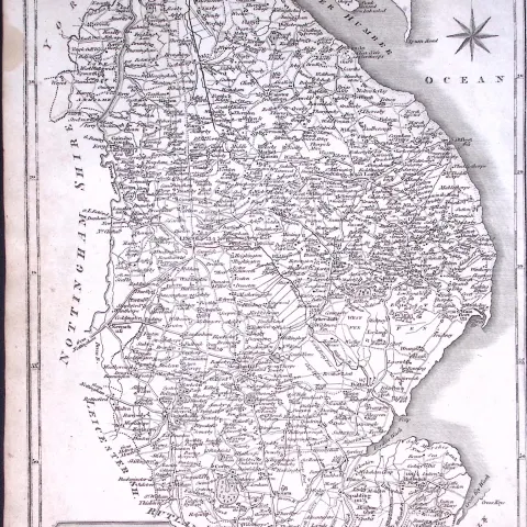 County Lincolnshire 176 Years-Old  Antique Detailed Map-9-TR