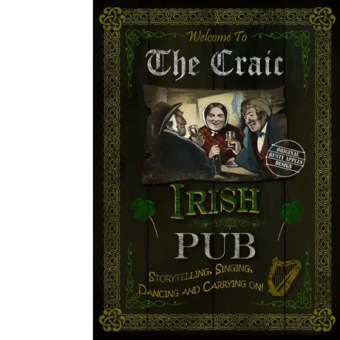 Enjoy The Craic Irish Traditional Pub Sign Large Metal Wall Art