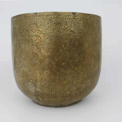 Antique Engraved Indian Brass Cachepot
