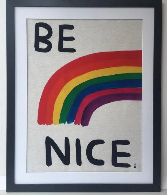 David Shrigley OBE (b 1968) ‘Be Nice’ Screen Print on Linen Edition, 2021