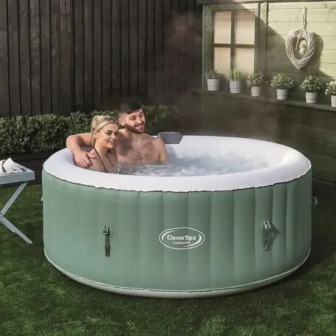 (75/Mez)  RRP £390. Clever Spa Cotswolds 4 Person Round Hot Tub. Space Saving Integrated Pump & Hea