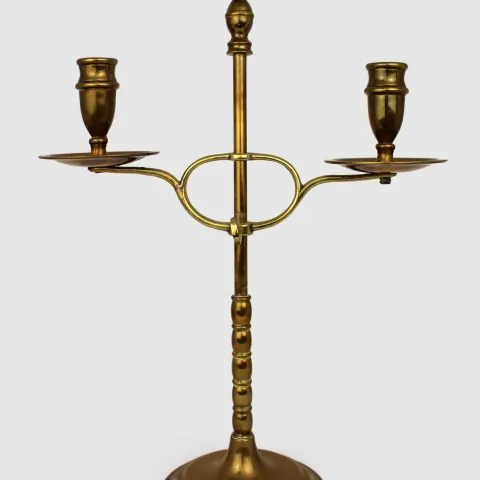 Vintage Adjustable Brass Twin-Arm Candelabra, Mid-20th Century