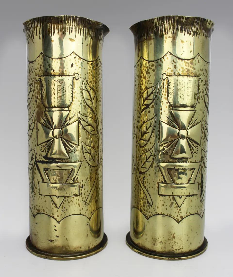 Pair of Decorative WWI Shell Case Vases