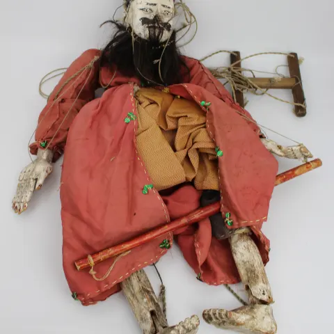 Antique Oriental Hand-Carved Wooden Marionette