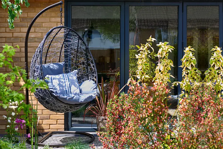 New Rattan Hanging Egg Chair and Coffee Table  