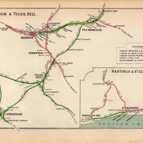 Streatham Brixton Peckham London Antique Railway Junction Diagram-100.