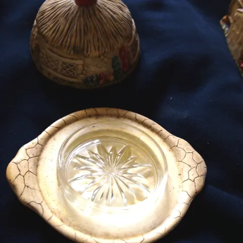 Carlis Ware Butter Dish Cottage Design Circa 1920 Hand Painted VGC Apart From Very Minor Chips