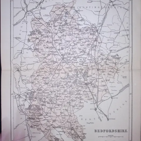 Bedfordshire 150 Years-Old 1875 Coloured Detailed Antique 1875 Map-63