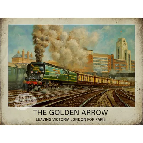 The Golden Arrow Steam Train Nostalgic Large Metal Wall Art