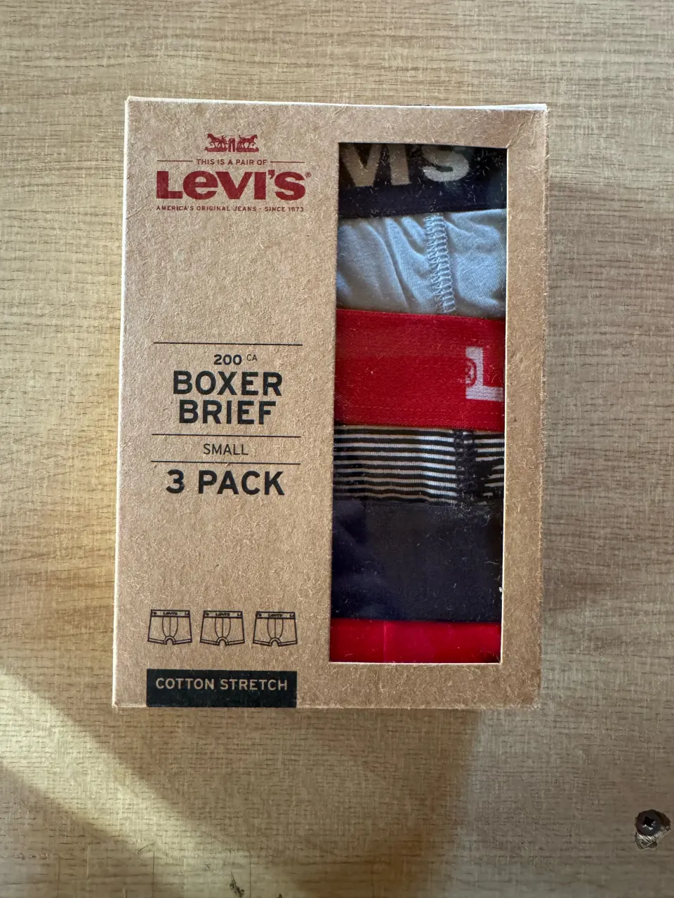 1 x Levi's 200CA Boxer Briefs 3 Pack Palmtree Print Red/Blue Size Small Original Box