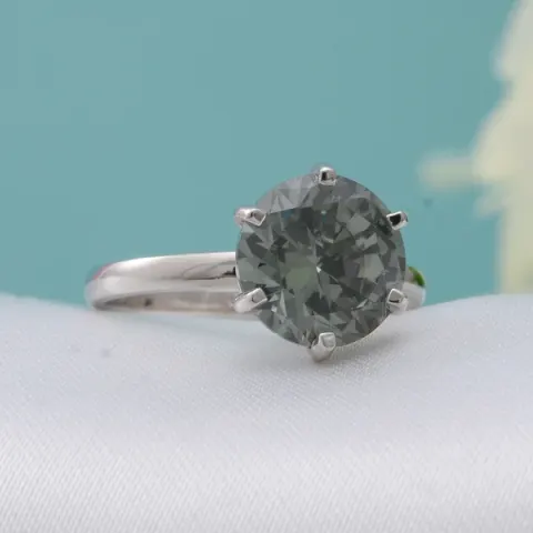 NEW!! Simulated Colour Change Gemstone Solitaire Ring In Rhodium Overlay