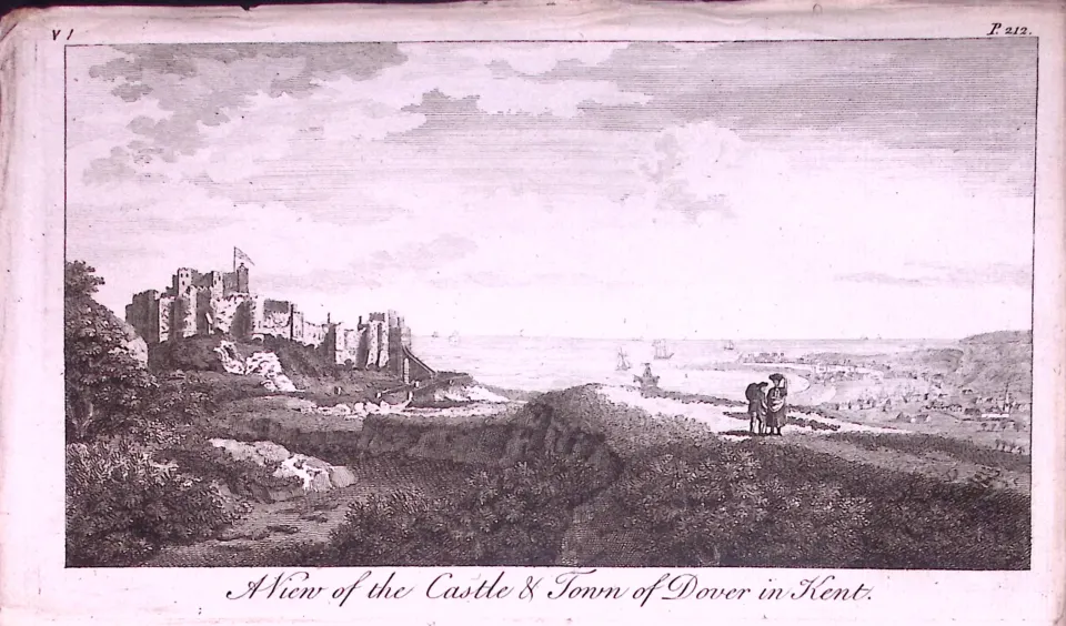 Dover Town-Kent Rare 1776 Georgian Copper Plate Antique Engraving -49
