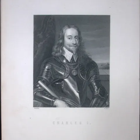 Charles I Portrait Scotland Antique 152 Years-Old Victorian Engraving-34