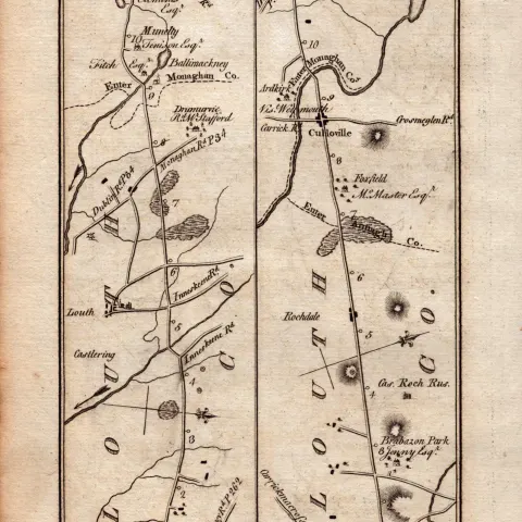 Ireland Rare Antique 1777 Map Kells To Mullingar & Dundalk To Castleblaney-262