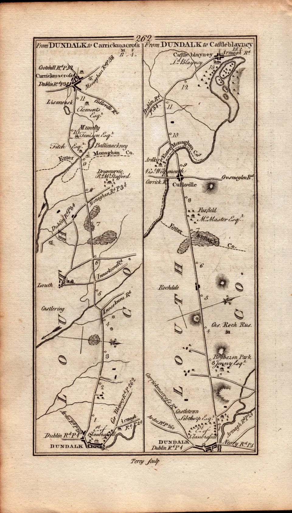Ireland Rare Antique 1777 Map Kells To Mullingar & Dundalk To Castleblaney-262