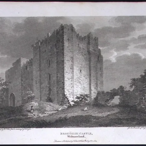 Brougham Castle Cumbria Antique 211 Years-Old Georgian Steel-Engraving-213