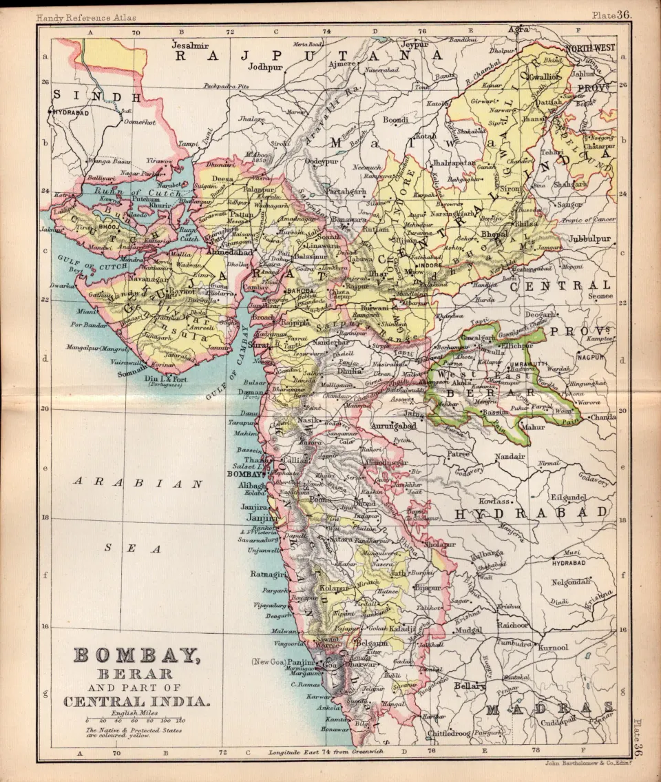 Bombay Berar Madras Etc Double Sided Antique 1896 Map.