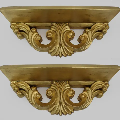 Pair of Vintage Carved Giltwood Wall Bracket