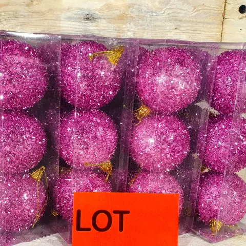 24 x purple tinsel effect, 6cm baubles
