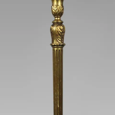Carved Vintage Giltwood Standard Floor Lamp with Silk Shade