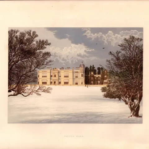 Eshton Hall North Skipton Yorkshire Gilt-Edge Coloured Antique Book Plate.