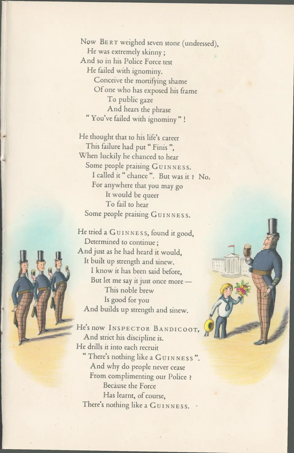 Double Sided Guinness Print 1939 80 Yrs Old "Policemen & His Stout"A Genuine Double Sided