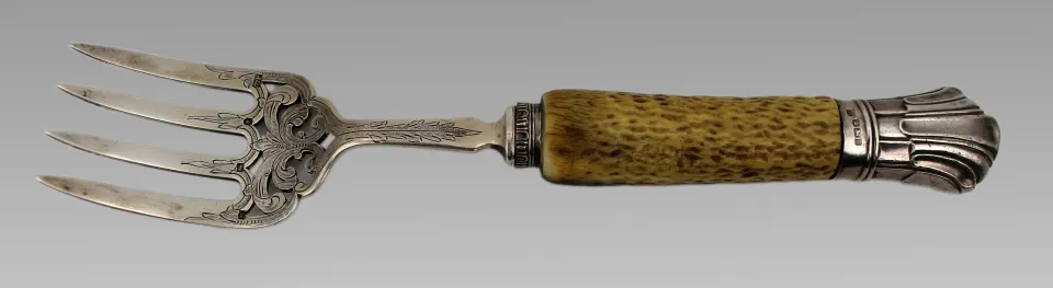Edwardian Solid Silver and Bone-Handled Bread Fork