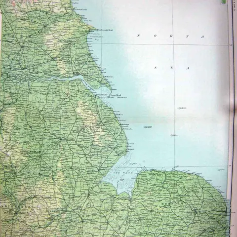 Victorian 1897  Orographical Map  Suffolk, Norfolk, Cambridge, Lincoln.