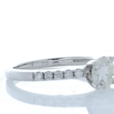 18ct White Gold Single Stone Prong Set With Stone Set Shoulders Diamond Ring (0.70) 0.90 Carats