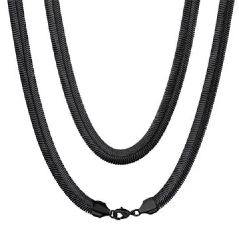 6 x 8mm 22 Inches Black Color Hip Hop Necklaces L14a