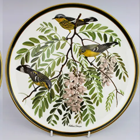 Set of 3 Large Franklin Porcelain Plates Songbirds of the World