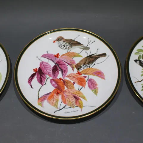 Set of 3 Large Franklin Porcelain Plates Songbirds of the World