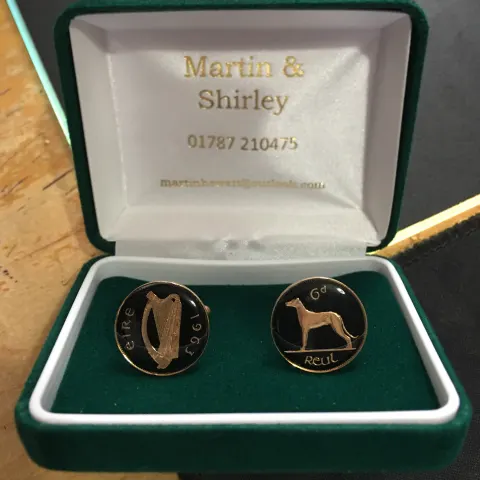1963 Ireland Cufflinks from Genuine 60-Year-Old Irish Sixpences.