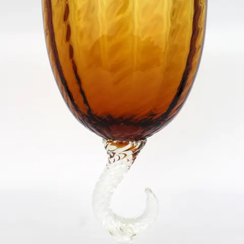 Vintage Mid-20th Century Murano-Style Amber Glass Goblet