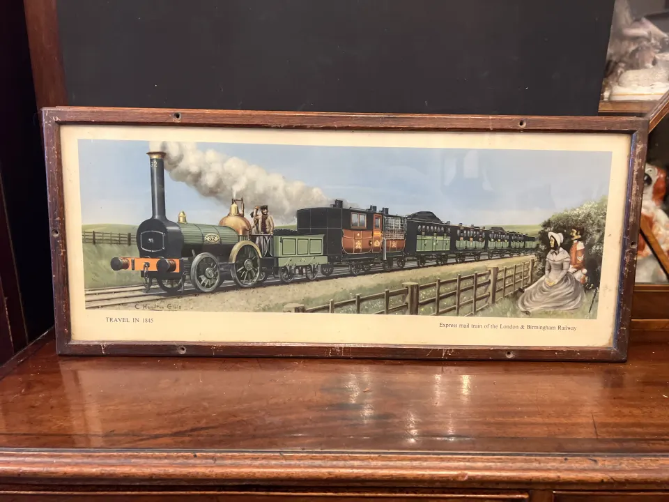 Railwayana interest Original lithograph railway poster by  c Hamilton Ellis in original frame
