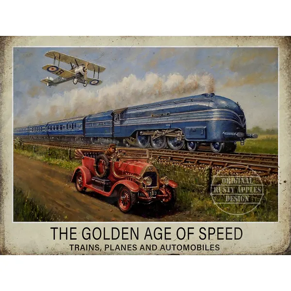 The Golden Age of Steam Extra Large Steam Train Metal Wall Art